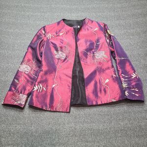 Ma Ju Ping Jacket Womens Medium‎ Embroidered Floral Brocade Asian Blazer Coat